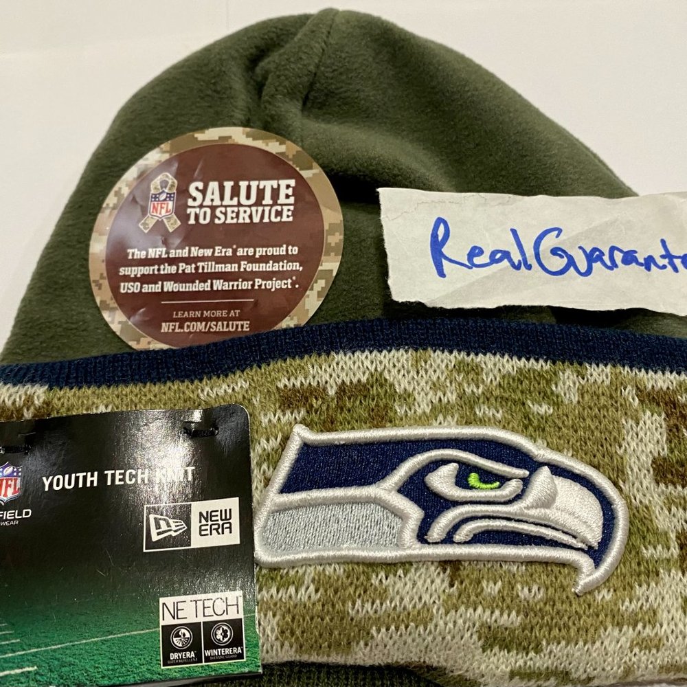 RARE 100% New Era 2014 Seattle Seahawks YOUTH Salute To Service Sport Knit - Picture 2 of 4